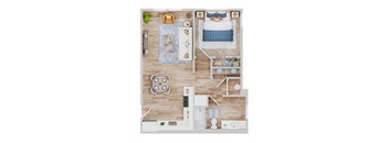 Unit 1A Floor Plan at The Crawford Apartments, Roseville, California