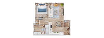 Unit 1C Floor Plan at The Crawford Apartments, Roseville