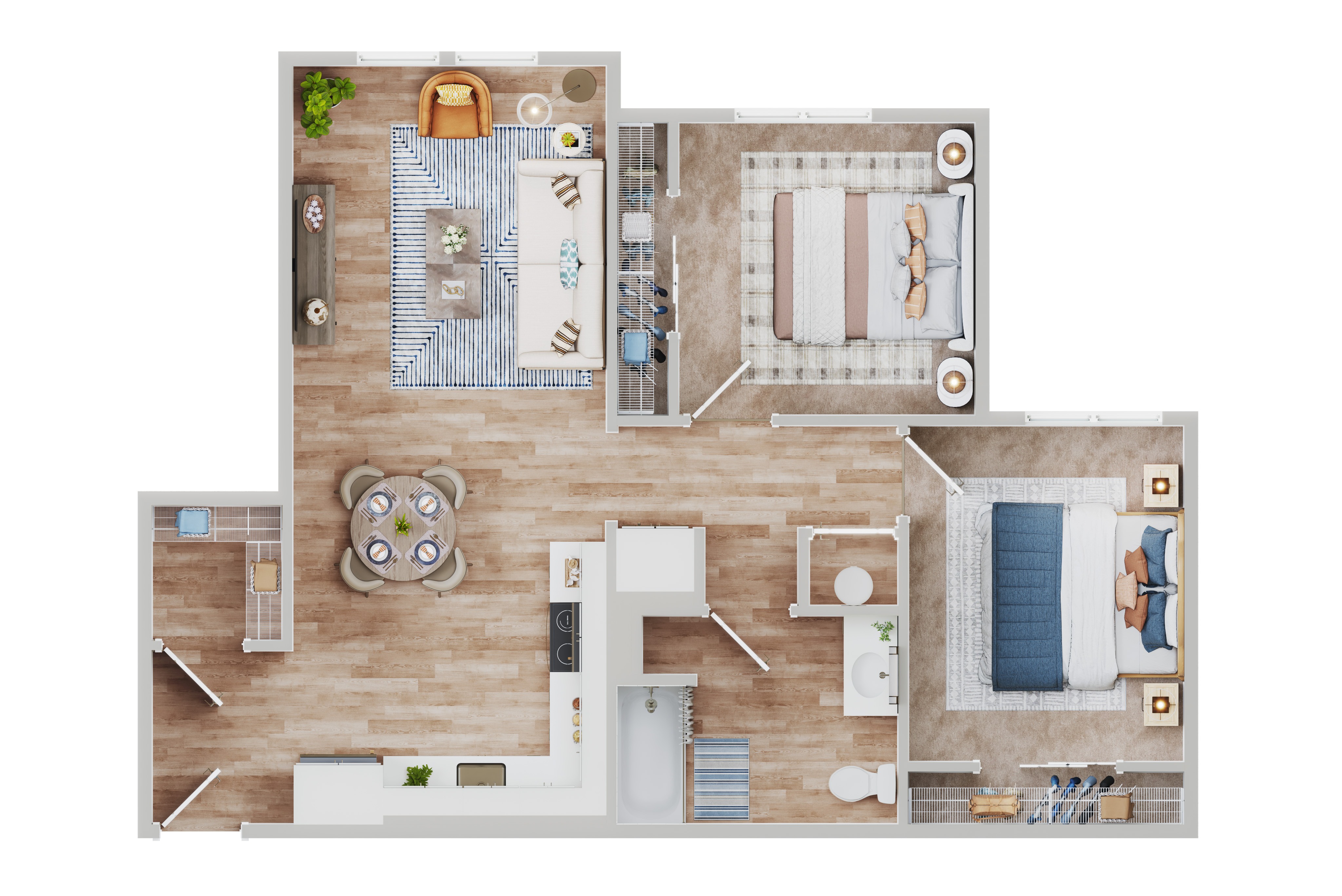 Unit 2C Floor Plan at The Crawford Apartments, California, 95747