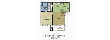 Terracina at Reno 1 bedroom floor plan, 650 square feet