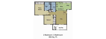 Terracina at Reno 2-bedroom floor plan 850 square feet
