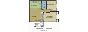 2-bedroom floor plan, 720 square feet, at Vintage Desert Rose in Las Vegas, NV