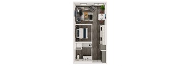 S1.1 - Studio floorplan layout with 1 bath and 563 to 565 square feet