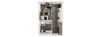 S2 - Studio floorplan layout with 1 bath and 426 square feet
