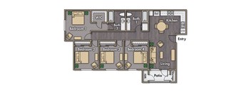 4 bedroom 2 bathroom apartment approximately 1224 square feet