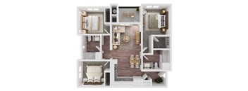 a floor plan of a bedroom and living room with a wood floor