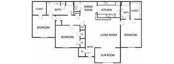 Three Bedroom- Two Bath