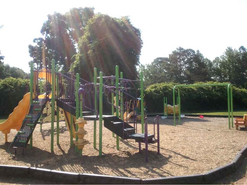 the playground is clean and ready for children to play