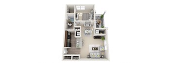 1 bedroom 1 bathroom Floor plan B at Abberly CenterPointe Apartment Homes, Virginia