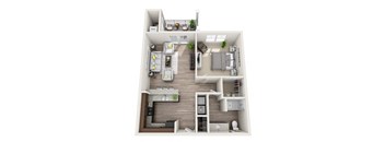 1 bedroom 1 bathroom Floor plan H at Abberly CenterPointe Apartment Homes, Midlothian