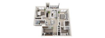 2 bedroom 2 bathroom Floor plan A at Abberly CenterPointe Apartment Homes, Midlothian, Virginia