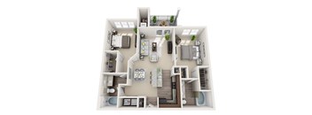 2 bedroom 2 bathroom Floor plan C at Abberly CenterPointe Apartment Homes, Midlothian, VA