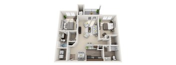 2 bedroom 2 bathroom Floor plan G at Abberly CenterPointe Apartment Homes, Midlothian