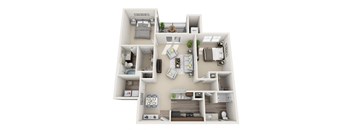 2 bedroom 2 bathroom Floor plan I at Abberly CenterPointe Apartment Homes, Midlothian, 23114