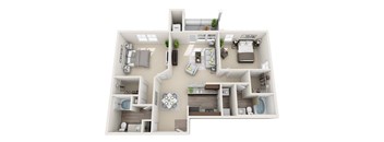 2 bedroom 2 bathroom Floor plan K at Abberly CenterPointe Apartment Homes, Midlothian, VA, 23114
