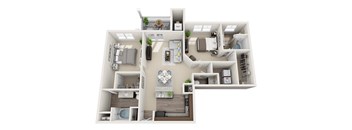 2 bedroom 2.5 bathroom Floor plan at Abberly CenterPointe Apartment Homes, Virginia