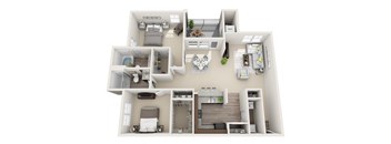 2 bedroom 2 bathroom Floor plan M at Abberly CenterPointe Apartment Homes, Midlothian, Virginia