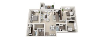 3 bedroom 2 bathroom Floor plan at Abberly CenterPointe Apartment Homes, Midlothian, VA
