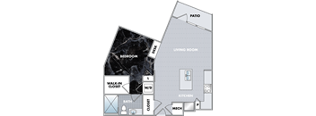 a floor plan of a small house with a walk in closet
