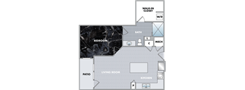 a floor plan of a bedroom apartment with a bathroom and a living room