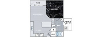 a floor plan of a house with a bedroom and a living room