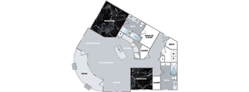 a floor plan of a small house with a bedroom and a living room