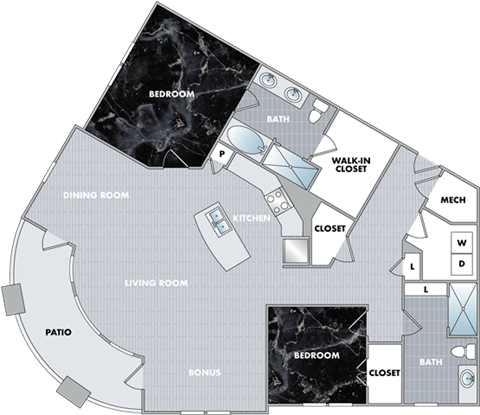 a floor plan of a small house with a bedroom and a living room