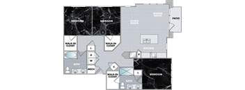 a floor plan of a house with a kitchen and a living room