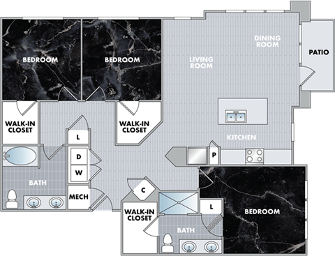 a floor plan of a house with a kitchen and a living room