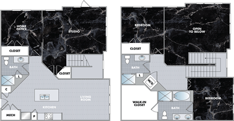the layouts of two floor plans of a house with different floor plans