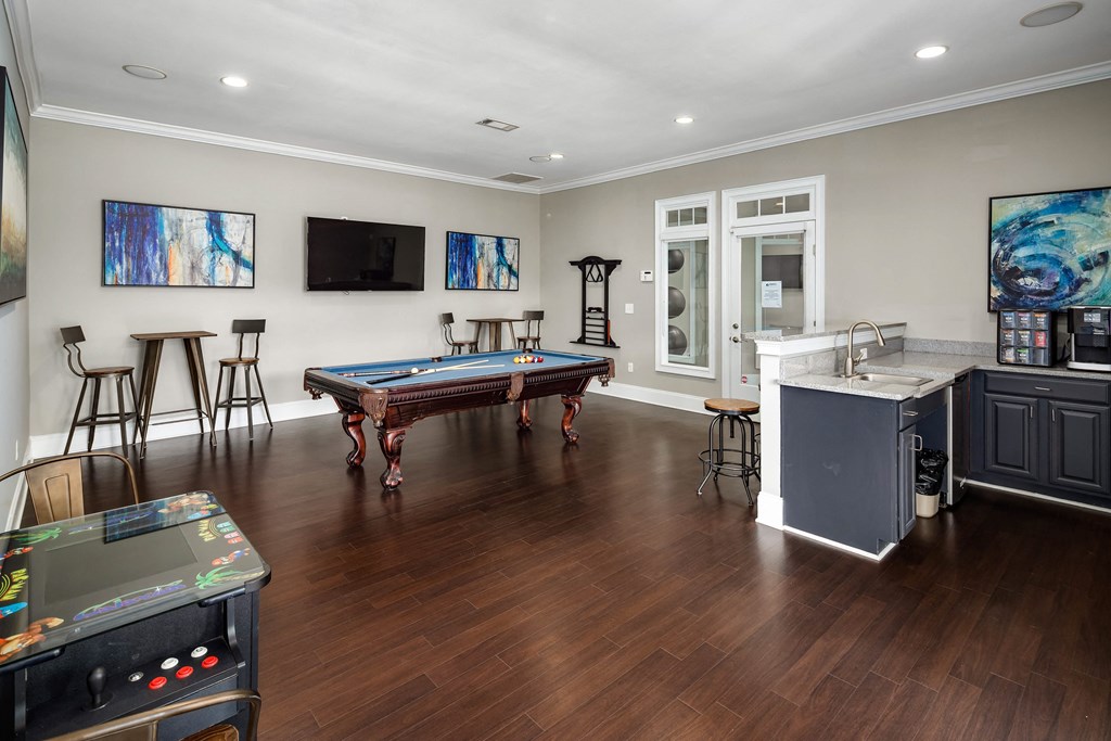 Clubhouse With Billiards Table at Abberly Green Apartment Homes, Mooresville, North Carolina