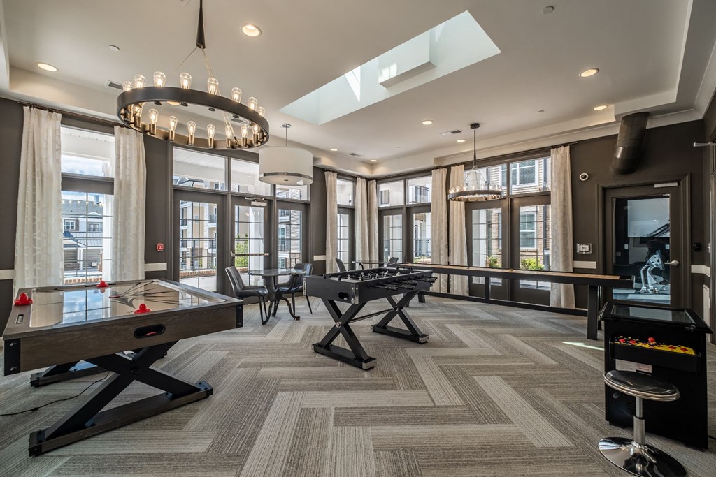 Billiards Table In Clubhouse at Abberly CenterPointe Apartment Homes by HHHunt, Midlothian, VA