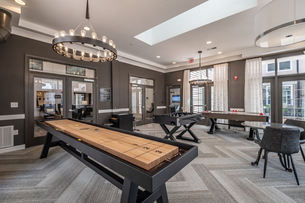 Billiards Table In Game Room at Abberly CenterPointe Apartment Homes by HHHunt, Midlothian, 23114