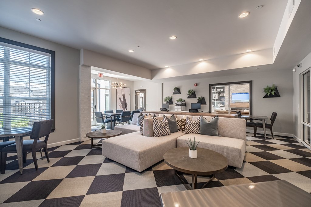 Posh Lounge Area In Clubhouse at Abberly CenterPointe Apartment Homes by HHHunt, Midlothian