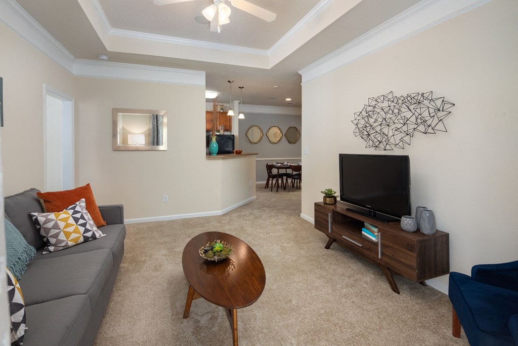 Living Room With Television at Abberly Chase Apartment Homes by HHHunt, South Carolina