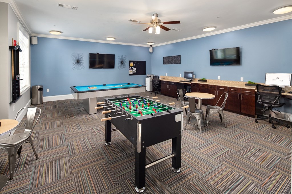 Billiards Table In Clubhouse at Abberly Crossing Apartment Homes by HHHunt, Ladson, SC, 29456