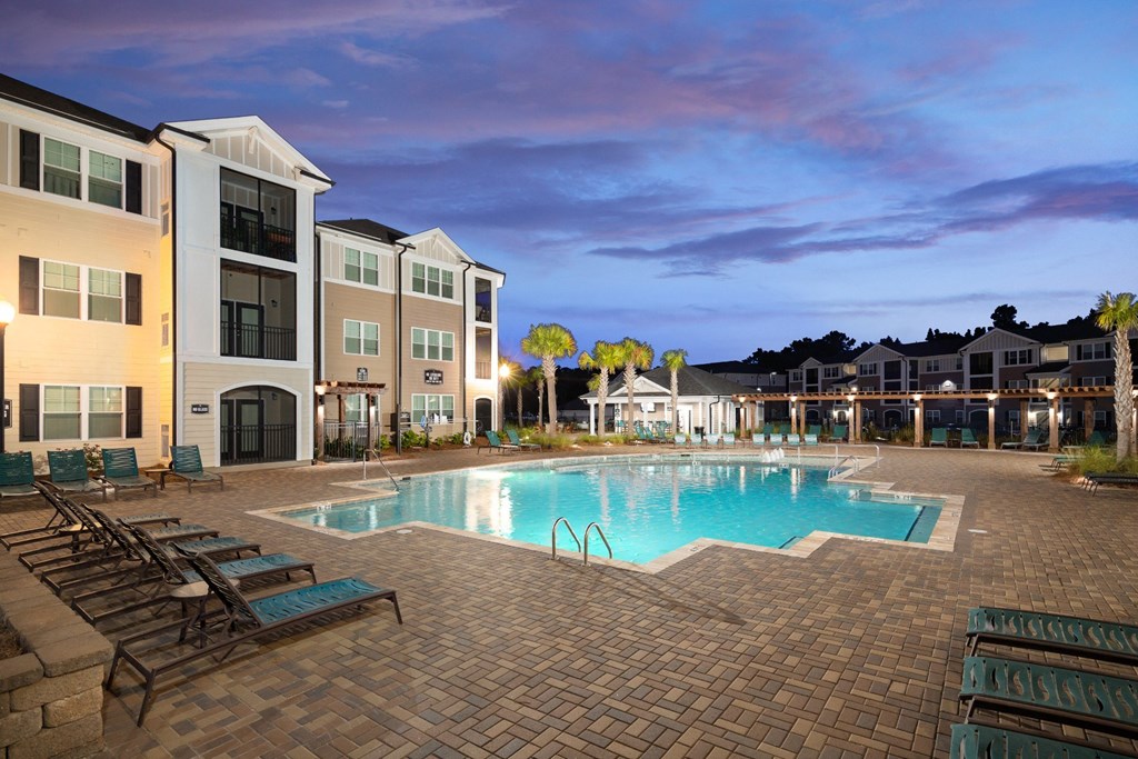 Night view at Abberly Crossing Apartment Homes, Ladson, 29456