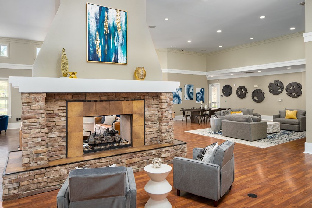 Fireplace Lounge at Abberly Place at White Oak Crossing Apartments, HHHunt Corporation, Garner, North Carolina