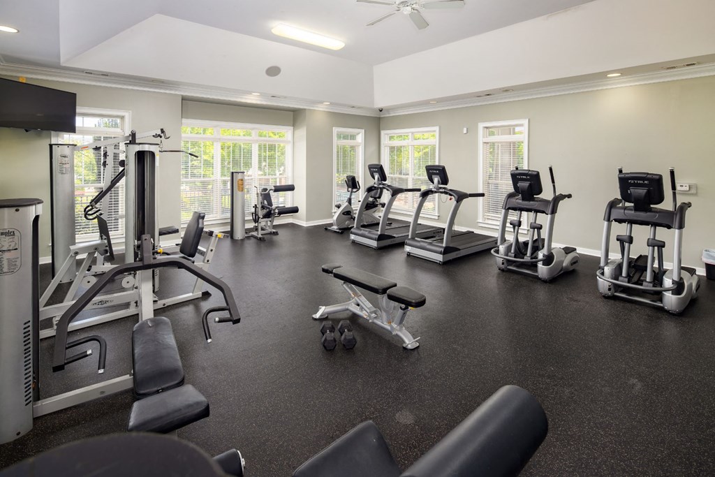 Fitness Center Strength and Conditioning Equipment at Abberly Place at White Oak Crossing Apartments, HHHunt Corporation, North Carolina