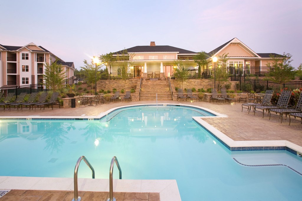 Twilight Pool at Abberly Place at White Oak Crossing Apartments, HHHunt Corporation, Garner, 27529