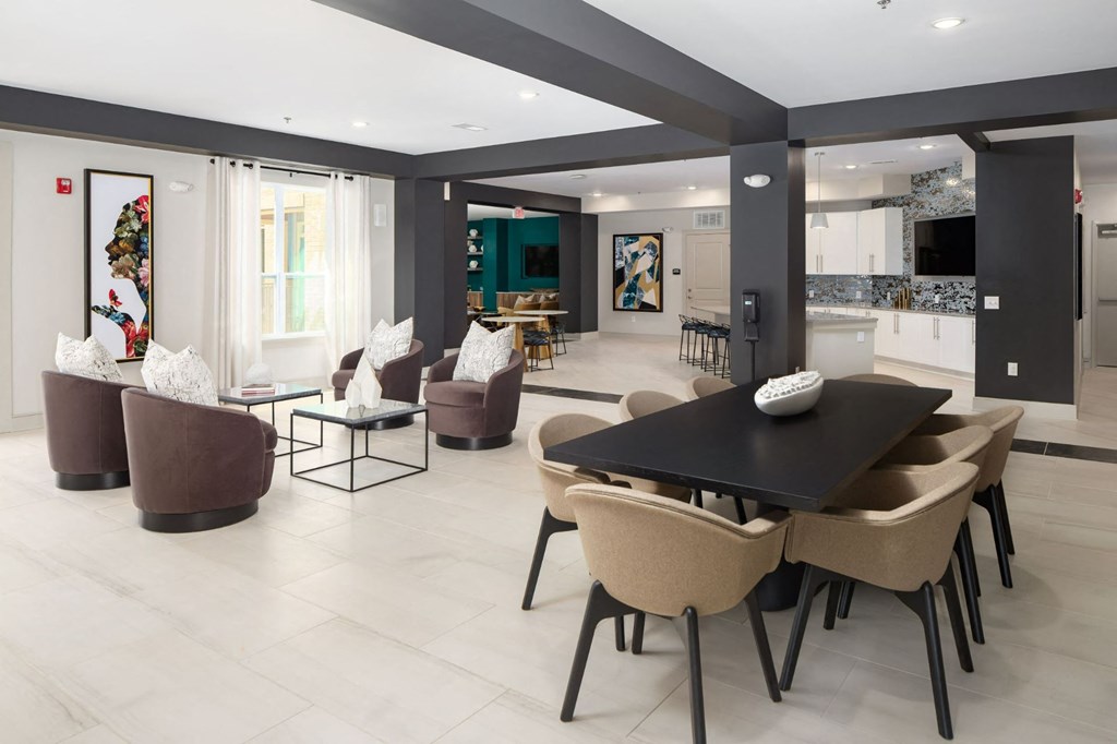social lounge and catering kitchen at Abberly Solaire Apartment Homes, Garner, 27529