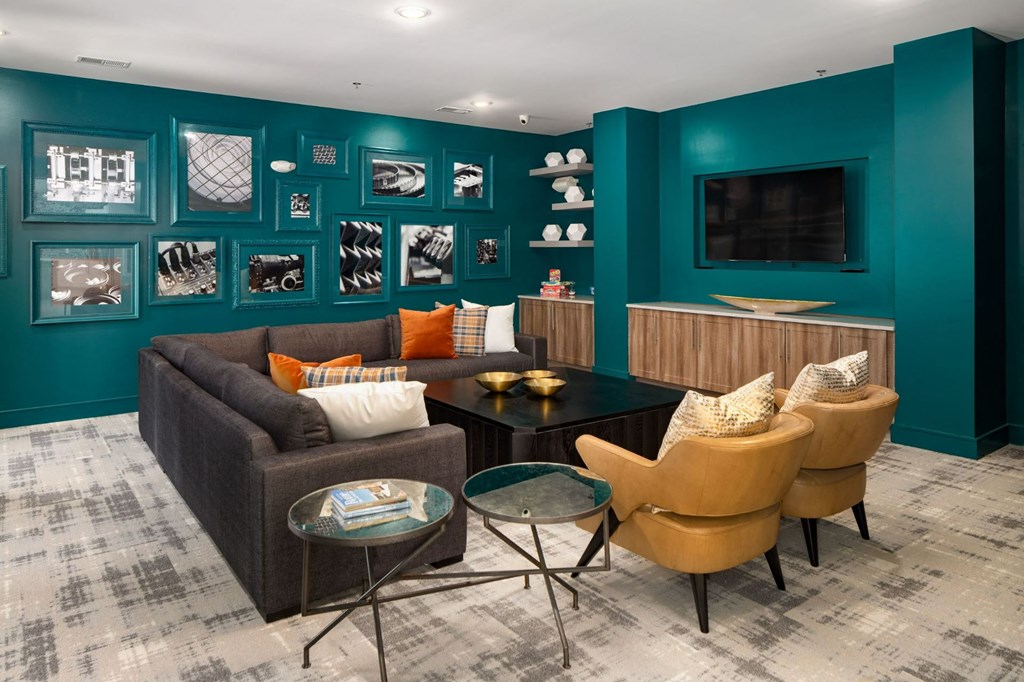 Media Lounge at Abberly Solaire Apartment Homes, North Carolina