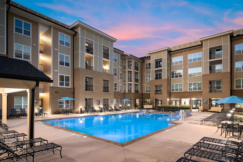 Picturesque Pool And Cabana Setting at Abberly Solaire Apartment Homes, Garner, NC, 27529