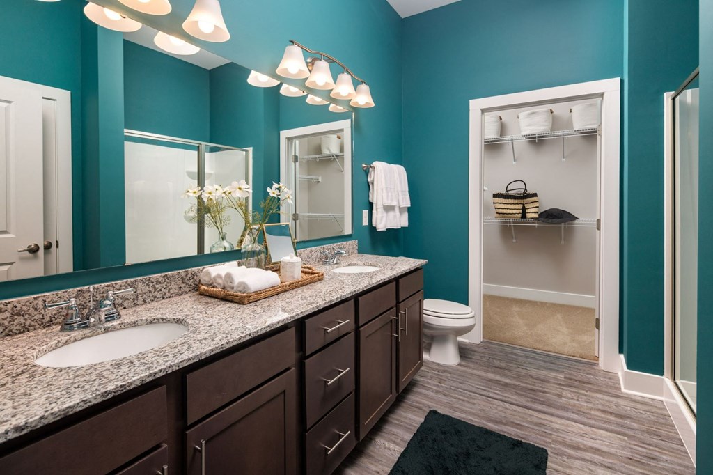 Bathroom With Adequate Storage at Abberly Solaire Apartment Homes, Garner