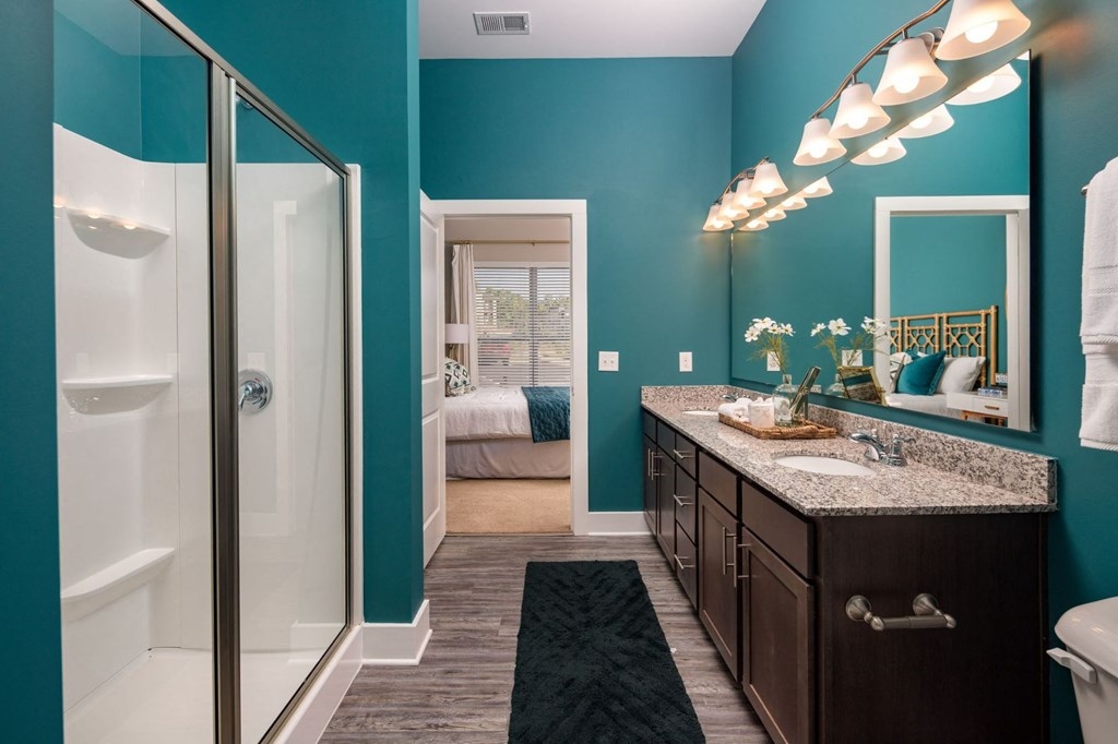 Renovated Bathrooms With Quartz Counters at Abberly Solaire Apartment Homes, North Carolina