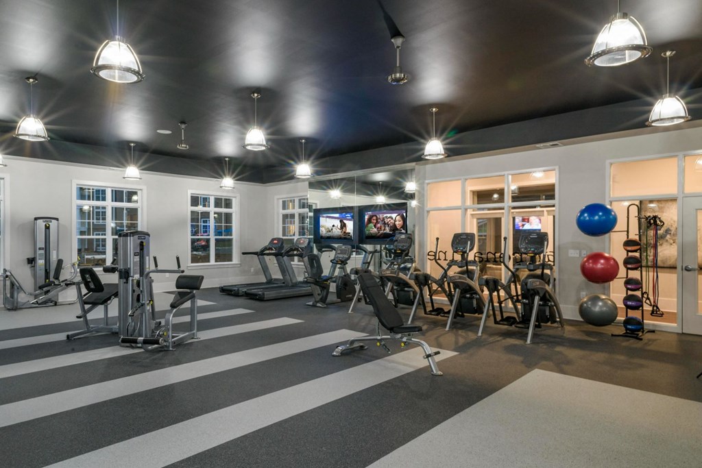 State-of-the-Art Fitness Center at Abberly at Southpoint Apartment Homes by HHHunt, Fredericksburg
