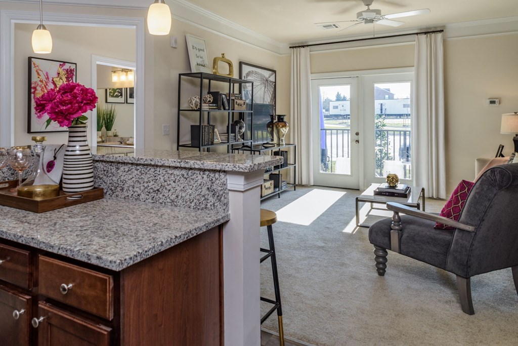 Spacious Living Room With Private Balcony at Abberly Square Apartment Homes, Waldorf, Maryland