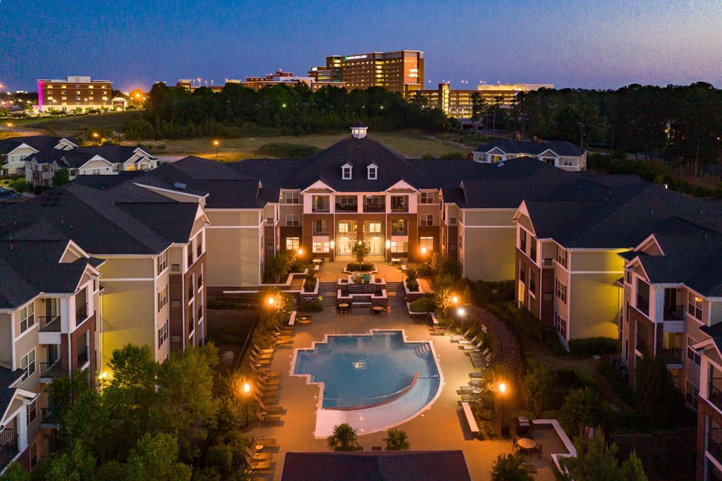 Aerial View Of Community Amenities at Abberly Village Apartment Homes by HHHunt, West Columbia, SC, 29169