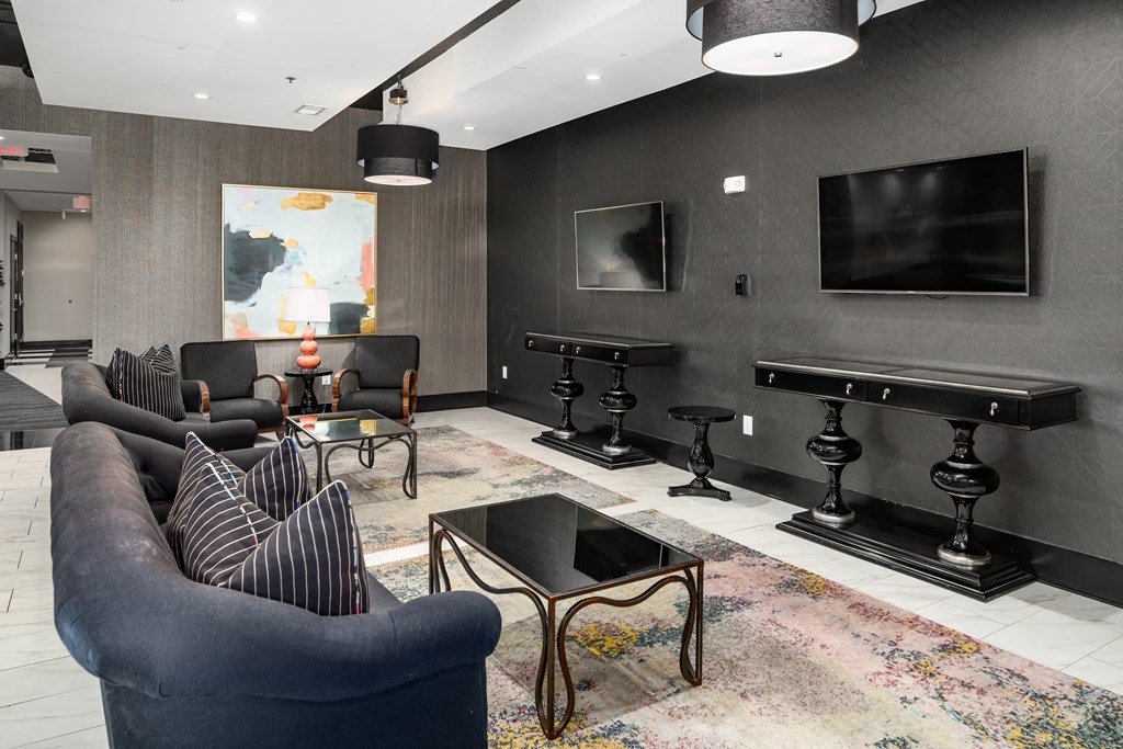Lounge With TV at Abberly Onyx Apartment Homes, Decatur, Georgia
