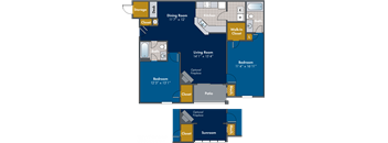 2 bedroom 2 bathroom Floor plan D at Abberly Twin Hickory Apartment Homes, Glen Allen, 23059